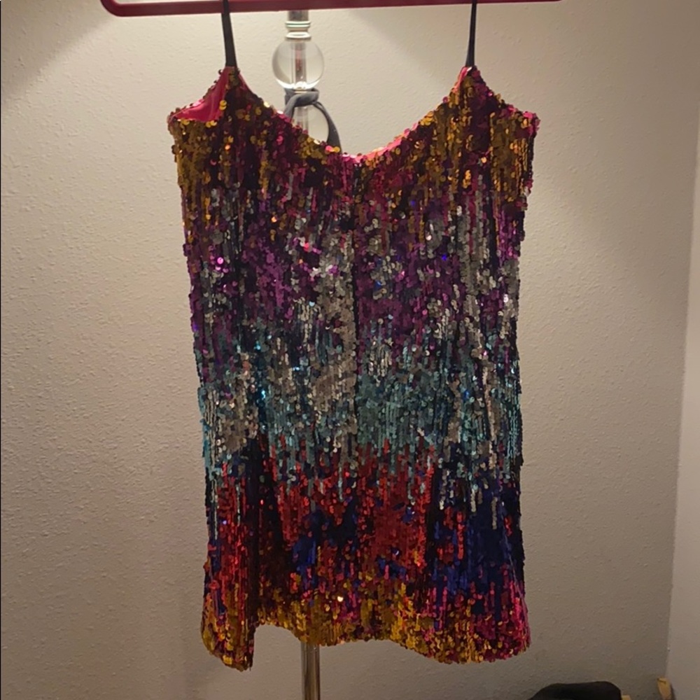 Halpern Mini “ tank “ Sequence Dress - Picture 3 of 8